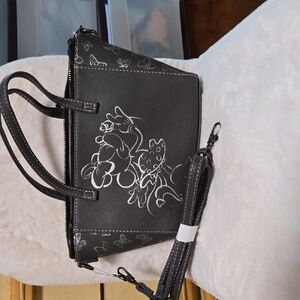 NWT Disney Black Satchel with White Floral Accents